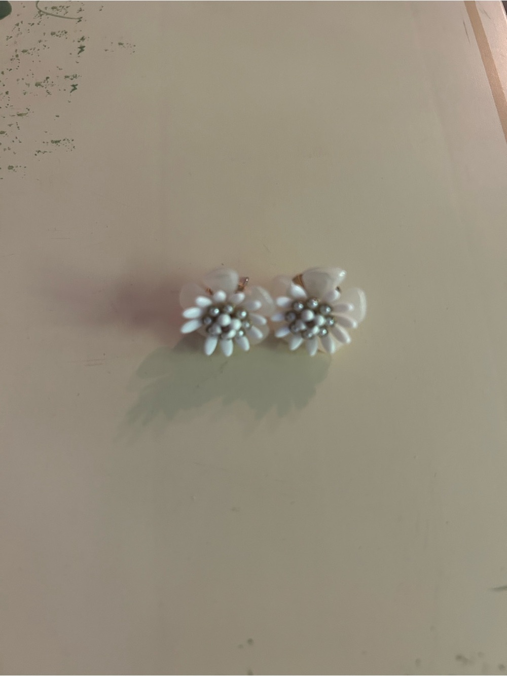 White Floral Cluster Stud Earrings - Unbranded